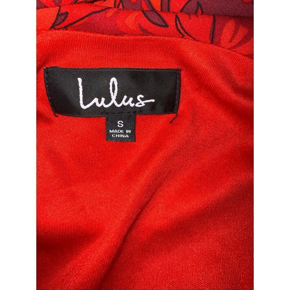 Lulu’s Sunset the Mood Red Multi Floral Print Lace-Up Maxi Dress Small #767 - Picture 10 of 11